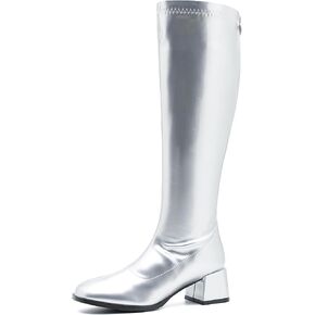 MAIERNISI JESSI Women's Gogo Boots Knee High Mid Block Heel Zipper Ladies Party Dance Boots