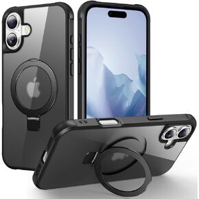 Magnetic Invisible Ring for iPhone 16 Plus Case, [Compatible with MagSafe], [Military Grade Shockproof], Slim Shockproof Translucent Matte Protective Phone Cover for iPhone 16 Plus, Hot Pink