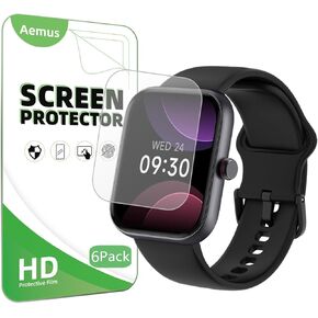 Screen Protector For IDW20 Smart Watch 1.91" (6 Pack) Clear TPU Soft Film, Compatible for Faweio, Yoever, TOOBUR Fitness Watch Screen Film