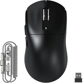 ATTACK SHARK X3MAX Esports Wireless Gaming Mouse,PixArt PAW3950 Gaming Sensor,Up to 42K DPI,100 Million Micro,49g Lightweight Tri-Mode(BT5.2/2.4Ghz/Wired) Mice with Coiled Cable-Black