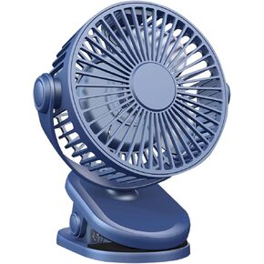 Mini Clip-on Fan,Lightweight Small USB Rechargeable Desktop Fan, 3 Speeds,Portable Fan Suitable for Home Living Room Bedroom Travel Office Work - Dark Blue