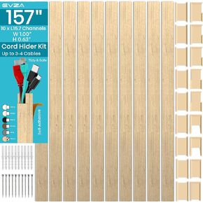 Extension Cords Cover Mounted TV - 157in Cable Hiders for Wall Mounted TV, Wire Track, Wire Mold, Cable Channel, Cable Raceway, Cable Covers for Cords on Wall, Cord Management Wall, Wire Concealer