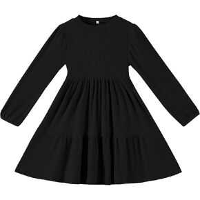 Toddler Baby Girl Dresses Little Girl Long Sleeve Dress for Girls Fall Causal Dress Ruffle Toddler Sweater Dress