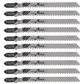 10PCS T127D Jig Saw Blades HSS Jigsaw Blades T Shank Jig Saw Blade for Metal Wood Plastic Cutting Compatible with Bosch Compatible with Dewalt