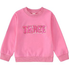 BOUTIKOME Toddler Baby Girl Birthday Sweatshirt 2nd 3rd 4th 5th 6th 7th Outfits Sequin Embroidered Shirts Pullover Party Top