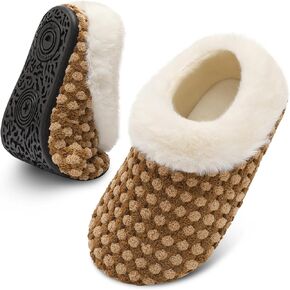FEETCITY Toddler Slippers for Girls Boys Toddler Slip On Shoes Kids House Shoes Infant Barefoot Shoes Lightweight Warm Walking Shoes for Indoor