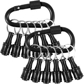 Bit Holder Keychain, 1/4 Inch Hex Shank Screwdriver Bits Holder Socket Drill Bit Holder Extension Bar Keychain Long and Short Drill Bit Screw Adapter Carabiner Bit Holder for Drill Bit (12pcs)