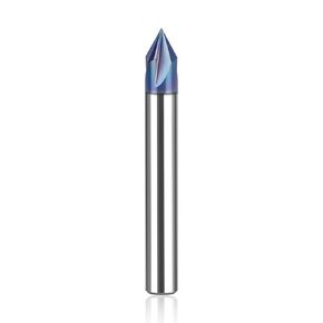 SpeTool TAC Coated V Groove Router Bit 60 Degree, 4 Flutes 1/4 inch Shank Carbide Chamfer End Mill for CNC Carving and Chamfering