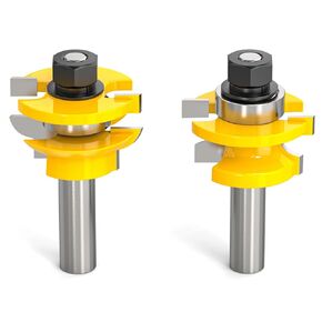 Round Over 2PCS Bit Rail and Stile Router Bit Set 1/2 Inch Shank Woodworking Tongue and Groove Router Bit Raised Panel Milling Cutter Tools for Cabinet Door, Frames and More