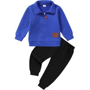 ZOEREA Toddler Baby Boy Clothes Outfits Long Sleeve Solid Sweatshirt and Pants 2 Piece Fall Winter Sweatsuit Set 1-5T