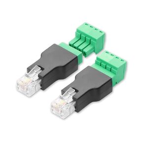 YAODHAOD RJ11 Male to 4 Pins Screw Terminal Block Connector, RJ11 Ethernet Screw Terminal Adaptor Connector for Cat3 Telephone Handset Cords Extender, CCTV Wiring Coupler (2PCS)