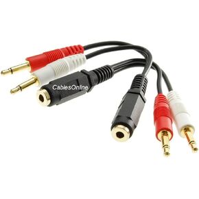 CablesOnline, 2-Pack 6-inch 3.5mm Stereo Female to Dual 3.5mm Mono Male Left/Right Adapter Cable, AV-Y16-2