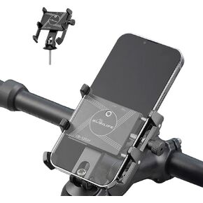 Aluminum Bike Phone Mount Holder - 360° Adjustable Bicycle Cell Phone Holder Stand Universal for iPhone, Samsung Galaxy and Most 4" - 7" Smart Phones (Handlebar Mounted)