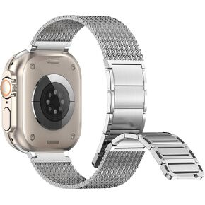 Magnetic Watch Band Compatible with Apple Watch 38mm 40mm 41mm 42mm 44mm 45mm 46mm 49mm, Braided Replacement Metal Bands for iwatch Series Ultra 2/Ultra SE 10 9 8 7 6 5, Women & Men Watch Strap for iWatch