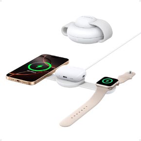 Anker MagSafe Compatible MagGo UFO 3-in-1 Charger, iPhone 16 Wireless Charger Station, Qi2 Certified 15W, Foldable Travel Charging Pad, for iPhone 15/14/13/12, AirPods, Apple Watch (Not a Power Bank)
