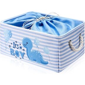Nursery Storage Dinosaur Baby Storage Basket Baby Baskets for Baby Shower Dinosaur Basket with Drawstring Closure 15.75 x 11.81 x 8.27 Inches Collapsible Gift Bin for Diaper Toy Nursery Room