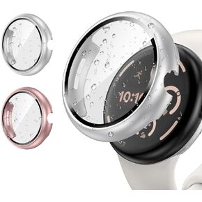 جراب Goton [عبوتان] لساعة Google Pixel 3 XL (2024) مقاس 45 مم، غطاء وجه نحيف من البولي كربونات الصلب وواقي شاشة عالي الحساسية مقاوم للصدمات لساعة Google Pixel، أسود مطفي + فضي in Kuwait