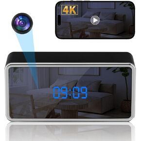 Hidden Camera Clock, HD 4K Clock Camera with Clear Night Vision, Motion Detection, Live Video Viewing, Nanny Cam Hidden Camera for Home, Spy Cam Clock for Security Indoor