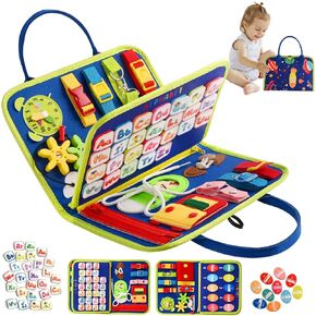 TenFans Busy Board - Montessori Toys for 3 4 5 Year Old - Sensory Toys for Toddlers 3-6 - Gifts for Girls Learning Fine Motor Skills - Educational Activities Travel Toys for Car Airplane