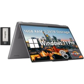 Lenovo Yoga 7 2-in-1 14" 2K Touch Laptop, Ryzen 7 8840HS, 16GB LPDDR5X, 2.28TB Storage (2TB SSD+288GB Docking Station Set), AMD Radeon Graphics, Backlit Keyboard, Fingerprint Reader, Win 11 Pro, Gray