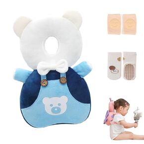 Baby Walker Head Protector Backpack Wear,Toddler Adjustable Baby Head Protection Backpack for Safety Baby Learning Walking Crawling (Cats)