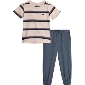 Volcom Baby Boys' Pants Set - 2 Piece Short Sleeve Jersey T-Shirt and Woven Joggers - Matching Outfit for Little Boys (12M-7)