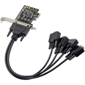 XM-PEX-4S PCI-E 4-Port DB9 Serial / RS232 PCI Express (PCIe x1) Adapter Card with Break-Out Cable - ASIX AX99100 Chipset - 16C450/16C550/16C650/16C750/16C950 UART