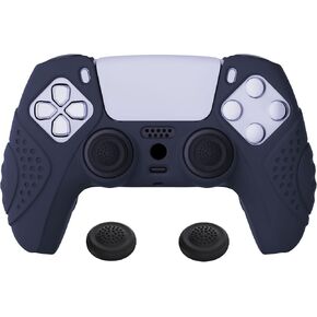 eXtremeRate PlayVital Guardian Edition Ergonomic Soft Anti-Slip Controller Silicone Case Cover for ps5, Rubber Protector Skins with Black Joystick Caps for ps5 Controller - Purple & Black