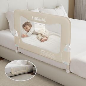 HOMEAL Bed Rail for Toddlers, 32in Foldable Toddler Bed Rails with U-Shape Base, Baby Bed Rail Guard for Twin Size, Full Size, Queen Size, King Size Beds, Bed Rail for Baby, Grey