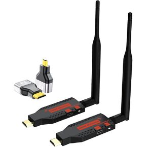 جهاز إرسال واستقبال HDMI لاسلكي مطور لعام 2024، مجموعة موسع HDMI لاسلكية 330FT/100M قابلة للحمل 2.4G/5G لسطح المكتب والكمبيوتر الشخصي وصندوق التلفزيون وPS5/4 إلى التلفزيون/الشاشة/جهاز العرض