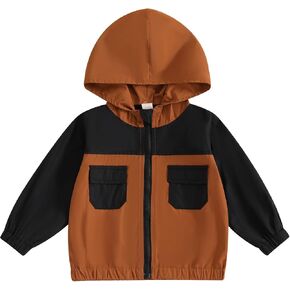 MERSARIPHY Toddler Boy Hoodies Baby Boy Jacket Lightweight Pocket Zip Up Hooded Jackets Baby Fall Winter Outwear in Kuwait