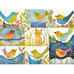 Festival of The Nine Birds 1000-Piece Jigsaw Puzzle for Adults by Cross & Glory | Colourful Collage of Individual Bird Artwork | Vibrant and Unique | Superb Gift for Bird Enthusiasts