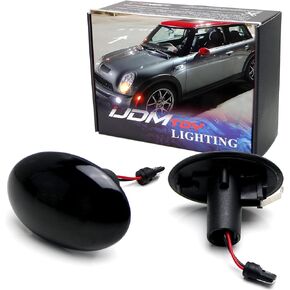 iJDMTOY Black Dark Lens Amber LED Fender Front Side Marker Blinker Lights Compatible With 2006-2014 MINI Cooper MKII (2nd Gen) R56 R57 R58 R59