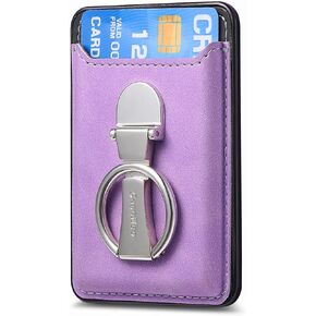 Compatible with MagSafe Card Holder Wallet Magnetic Pocket for iPhone Samsung Android and Most Smartphones Credit Business Card and Id Leather for Phone case and Phone Ring Kickstand Black