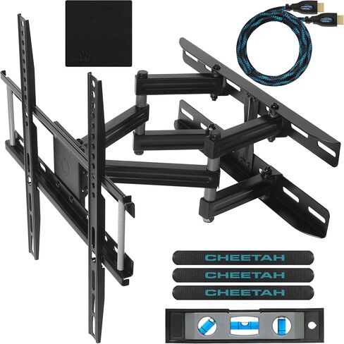 Cheetah APDAM3B Dual Articulating Arm TV Wall Mount fits 20-65" TVs, Newer Displays up to 83", 115lbs VESA 400 and 16" Studs, Low 2.7" Profile Extends to 14", Full Motion Tilt Swivel Mounting Bracket in Saudi Arabia