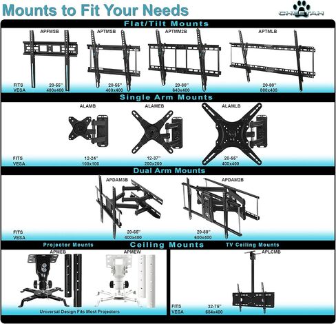 Cheetah APDAM3B Dual Articulating Arm TV Wall Mount fits 20-65" TVs, Newer Displays up to 83", 115lbs VESA 400 and 16" Studs, Low 2.7" Profile Extends to 14", Full Motion Tilt Swivel Mounting Bracket in Saudi Arabia
