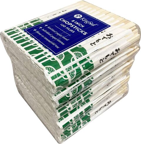 KingSeal 8 Inch Natural Poplar Wood Chopsticks, Paper Sleeve, Bulk Pack - 200 Count (2 Packs of 100 pairs) in Saudi Arabia
