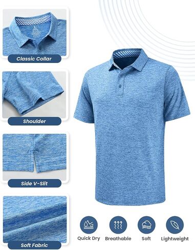 Men's Quick Dry Golf Polo Shirt Moisture Wicking Performance Short Sleeve Athletic Golf Shirts for Men in Saudi Arabia