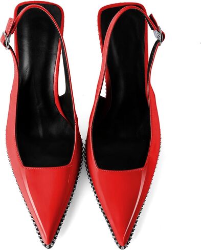Women's Slingback Pumps Pointed Toe High Stiletto Heels Backless Stretch Beaded Heels 4.2 Inch Dress Pumps Shoes in Saudi Arabia