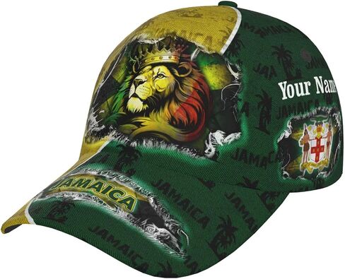 Jamaica Flag Baseball Cap Unisex Novelty Lions Printed Hat Map Badge Baseball Hats Dad Cap Jamaica Hat for Men and Women in Saudi Arabia