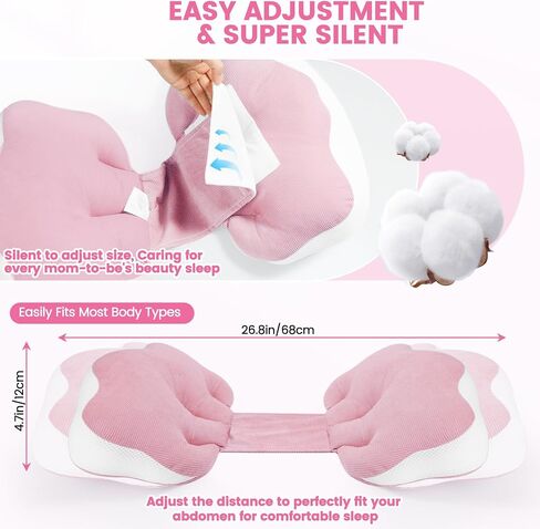 URMYWO Pregnancy Pillow - Cozy Pregnancy Pillows for Sleeping, Maternity Pillow Body Pillow Support for Back, Legs, Belly, HIPS with Adjustable Pillow & Laundry Bag, Ideal Gifts for Pregnant Women in Saudi Arabia