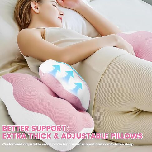 URMYWO Pregnancy Pillow - Cozy Pregnancy Pillows for Sleeping, Maternity Pillow Body Pillow Support for Back, Legs, Belly, HIPS with Adjustable Pillow & Laundry Bag, Ideal Gifts for Pregnant Women in Saudi Arabia