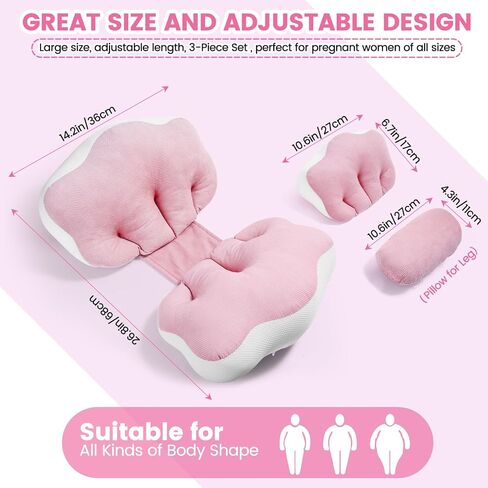 URMYWO Pregnancy Pillow - Cozy Pregnancy Pillows for Sleeping, Maternity Pillow Body Pillow Support for Back, Legs, Belly, HIPS with Adjustable Pillow & Laundry Bag, Ideal Gifts for Pregnant Women in Saudi Arabia