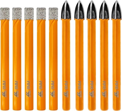Diamond Drill Bits - Tile Drill Bits Kit 6mm 5pcs & Carbide Drill Bits 6mm 5pcs for Drilling Ceramic Porcelain Tile Marble Granite Masonry in Saudi Arabia