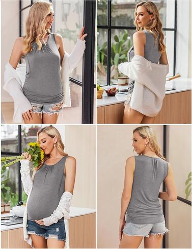 Ekouaer Women's Nursing Tank Tops for Breastfeeding 3 Packs Maternity Shirts Double Layer Pregnancy Clothes S-XXL in Saudi Arabia