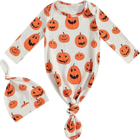 ثوب معقود للأولاد حديثي الولادة قادم إلى المنزل ملابس نوم للأطفال الرضع ملابس نوم لطيفة للأطفال في الخريف والشتاء مع قبعة in Kuwait