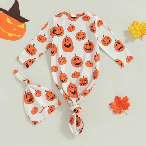 ثوب معقود للأولاد حديثي الولادة قادم إلى المنزل ملابس نوم للأطفال الرضع ملابس نوم لطيفة للأطفال في الخريف والشتاء مع قبعة in Kuwait