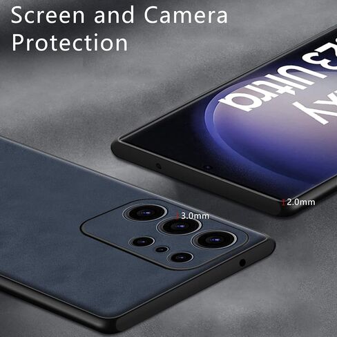 حافظة لهاتف Samsung S23 Ultra 5G (2023)، حافظة جلدية PU وجلد سويدي، حافظة فاخرة خفيفة الوزن مضادة للاهتزاز ومضادة للانزلاق لهاتف Samsung S23 Ultra 5G، للرجال والنساء (أزرق) in Saudi Arabia