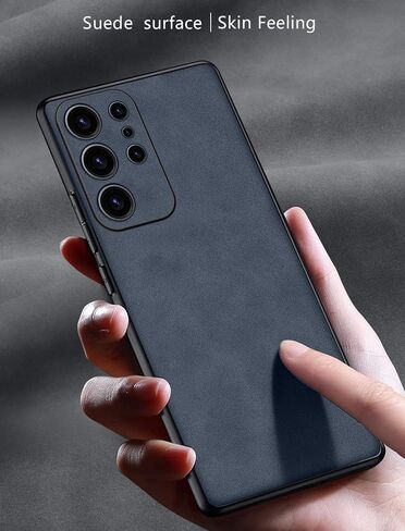 حافظة لهاتف Samsung S23 Ultra 5G (2023)، حافظة جلدية PU وجلد سويدي، حافظة فاخرة خفيفة الوزن مضادة للاهتزاز ومضادة للانزلاق لهاتف Samsung S23 Ultra 5G، للرجال والنساء (أزرق) in Saudi Arabia