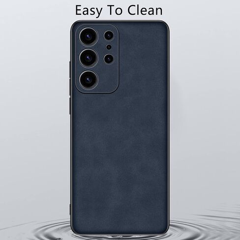 حافظة لهاتف Samsung S23 Ultra 5G (2023)، حافظة جلدية PU وجلد سويدي، حافظة فاخرة خفيفة الوزن مضادة للاهتزاز ومضادة للانزلاق لهاتف Samsung S23 Ultra 5G، للرجال والنساء (أزرق) in Saudi Arabia